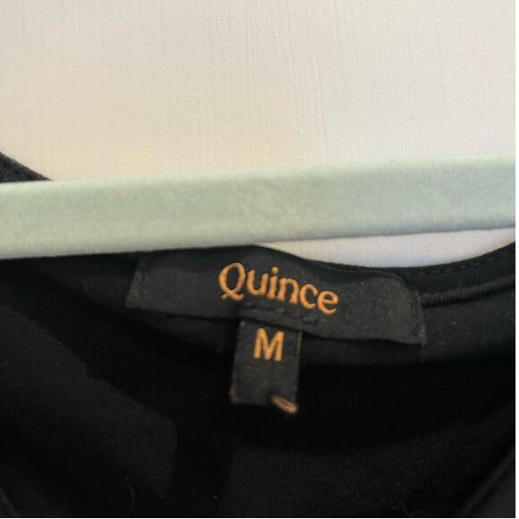 Quince Size M Medium Tencel Jersey Ruched Waist Dress Black Pockets - Picture 2 of 8